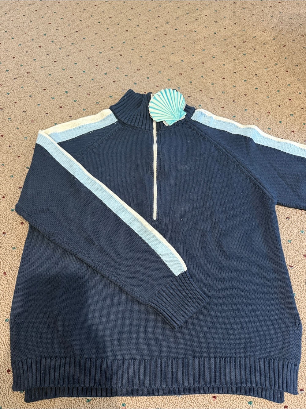 NWT Walker & Wade Striped Half Zip Sweater / Navy & Sky Blue - Picture 3 of 4